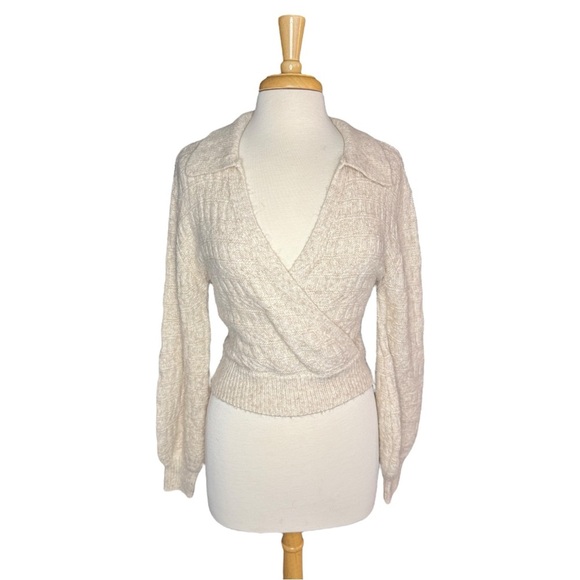 Lulu's Cream V-Neck Wrap Sweater - Picture 1 of 7
